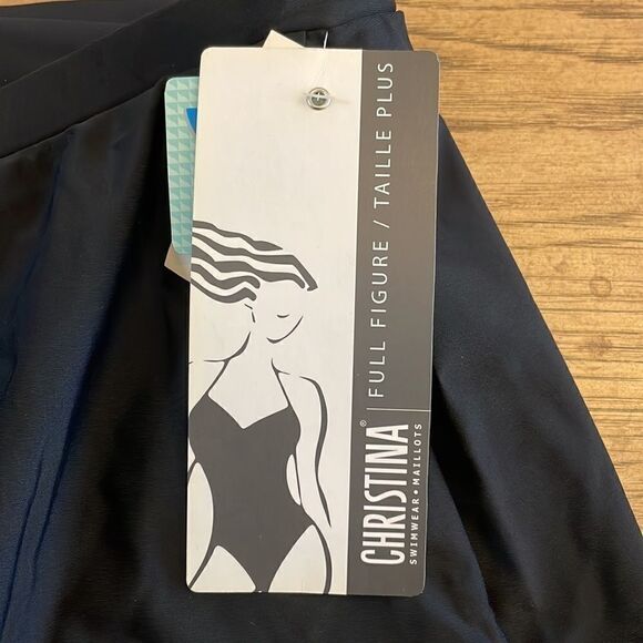 CHRISTINA BLACK BIKINI BOTTOM ATTACHED TO SKIRT.  NEW - Picture 7 of 7